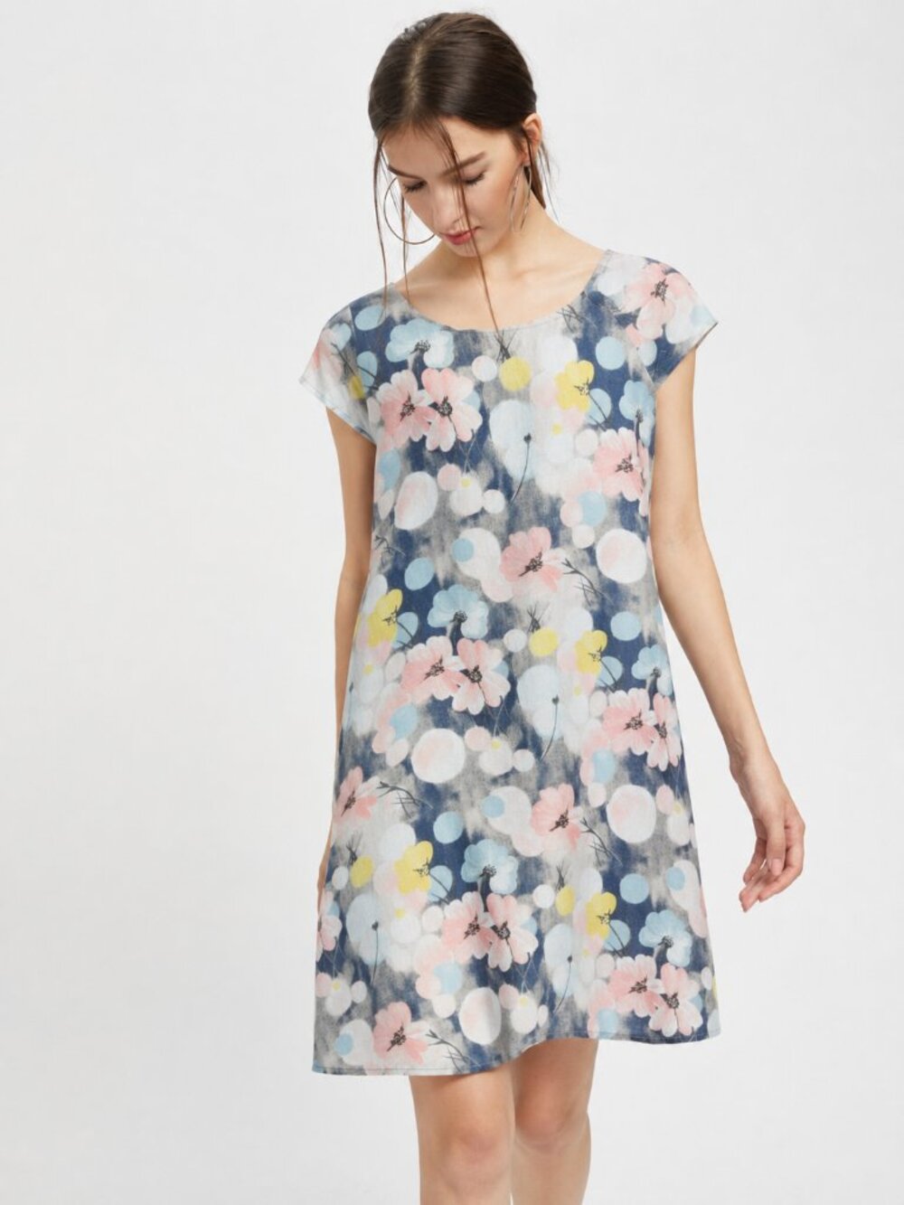 Italian made Linen blend shift dress, pastel colours